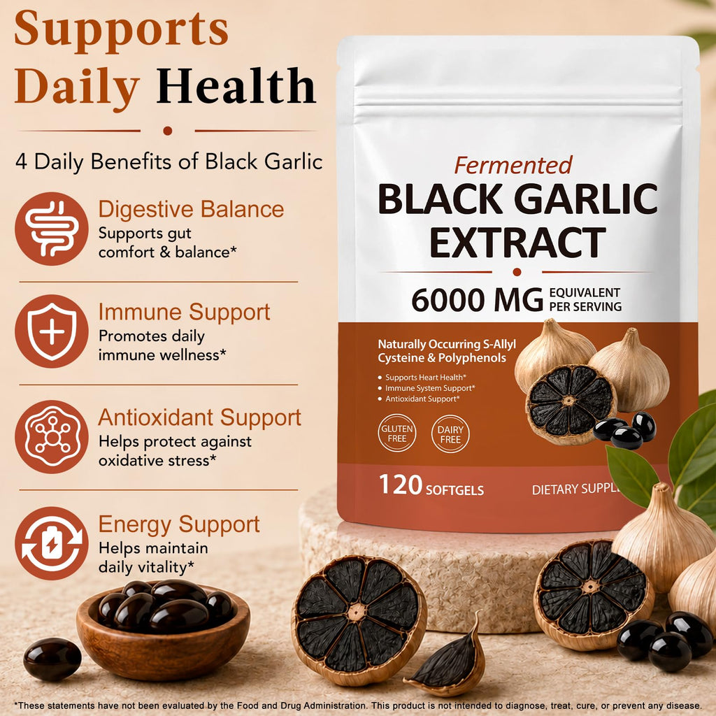 Black Garlic Extract 6000mg Vegetarian 120 Softgels T82991