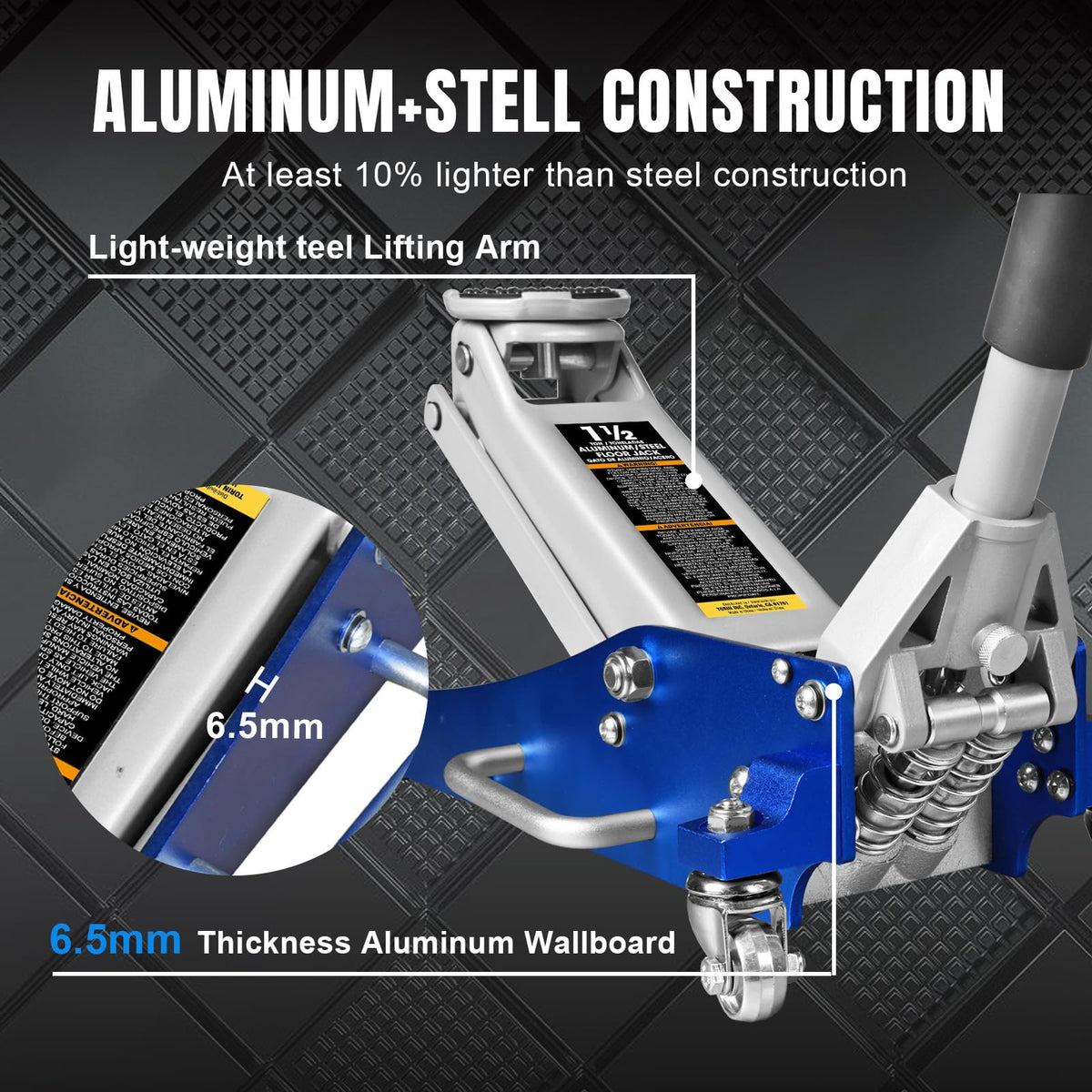 1.5 Ton Aluminum Steel Low Profile Hydraulic Floor Jack F5372