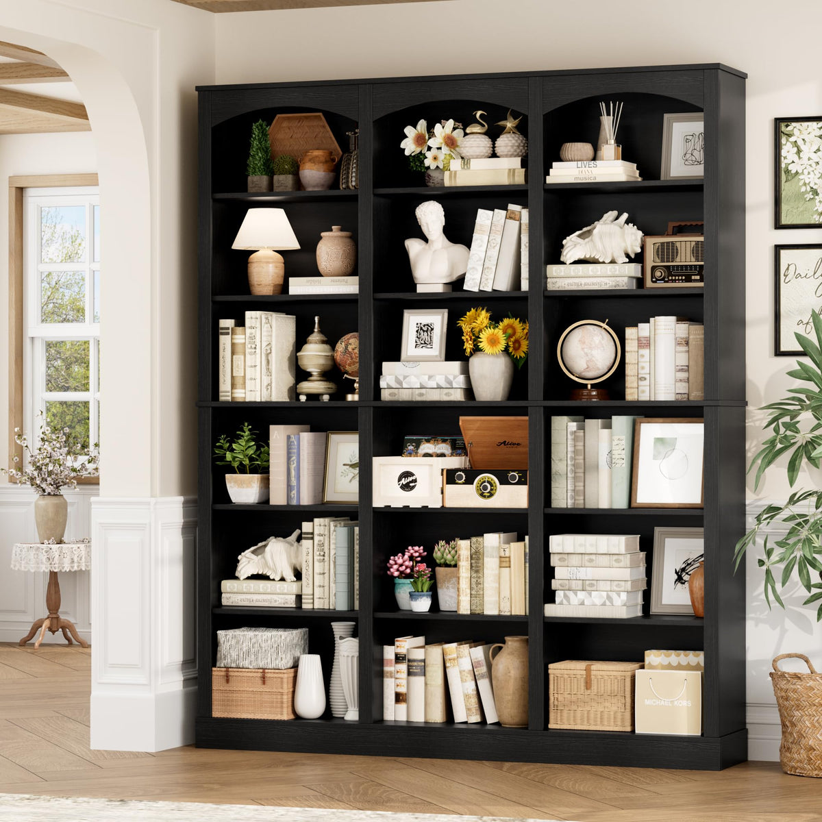 71" 6 Tier Black Bookshelf R530