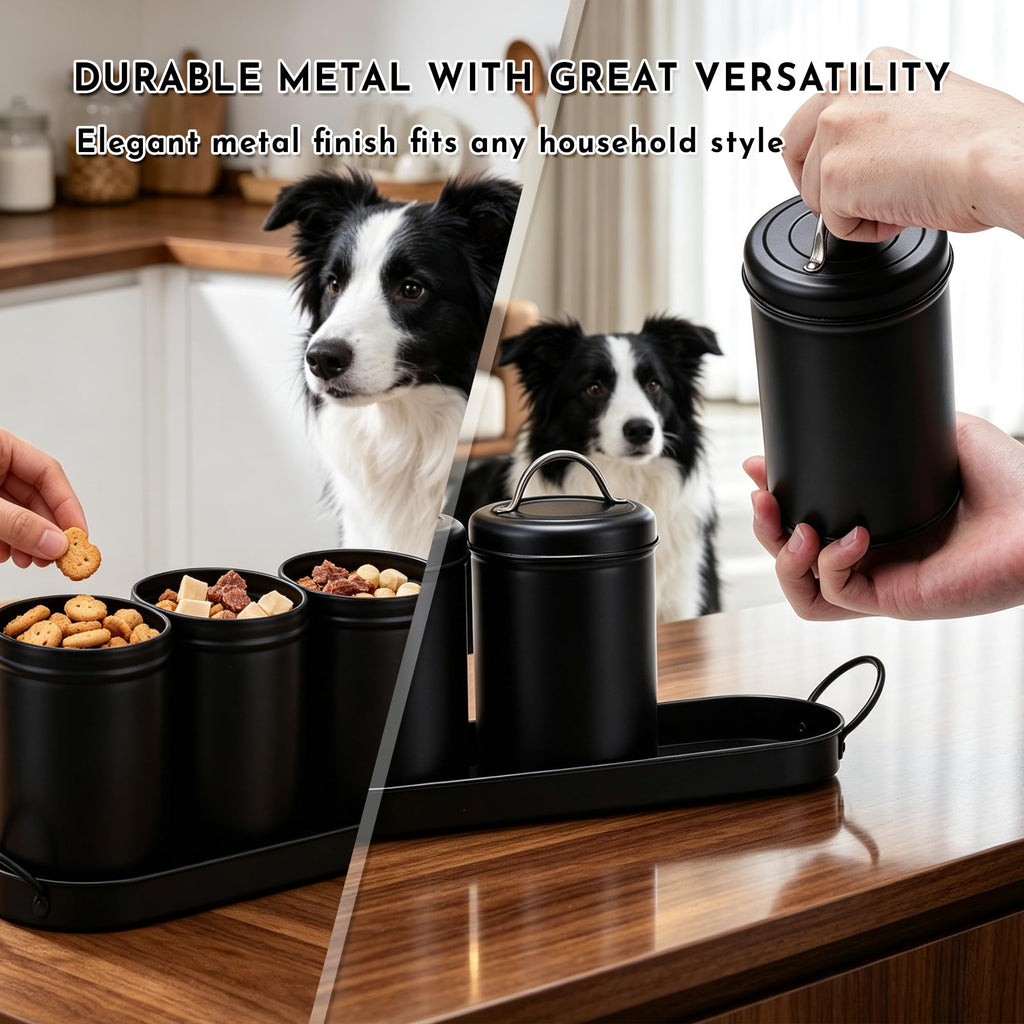 Airtight Dog Treat Container Set with Lid and Tray F90683