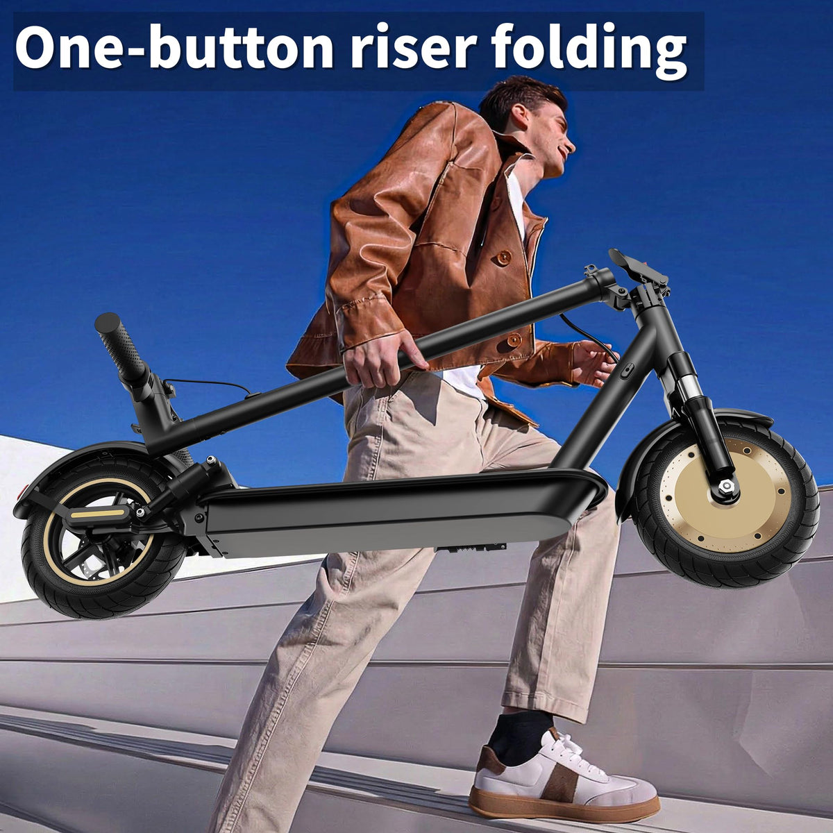 Electric Scooter with Solid Tires, Dual Suspension, Folding U1558
