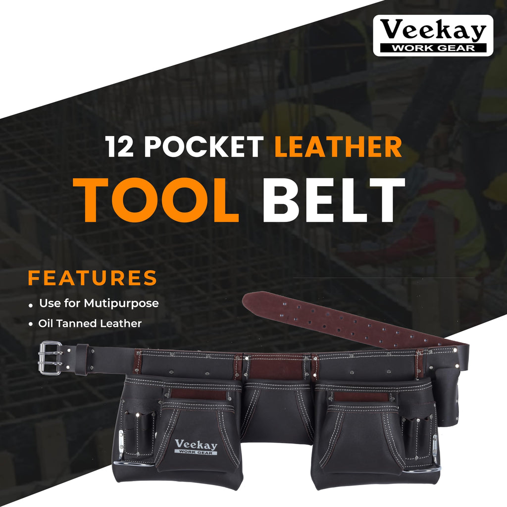 Brown Leather 2-Inch Tool Belt with 12 Pockets N23884