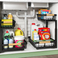 2 Tier Black Metal Under Sink Organizer, 2 Pack R42608