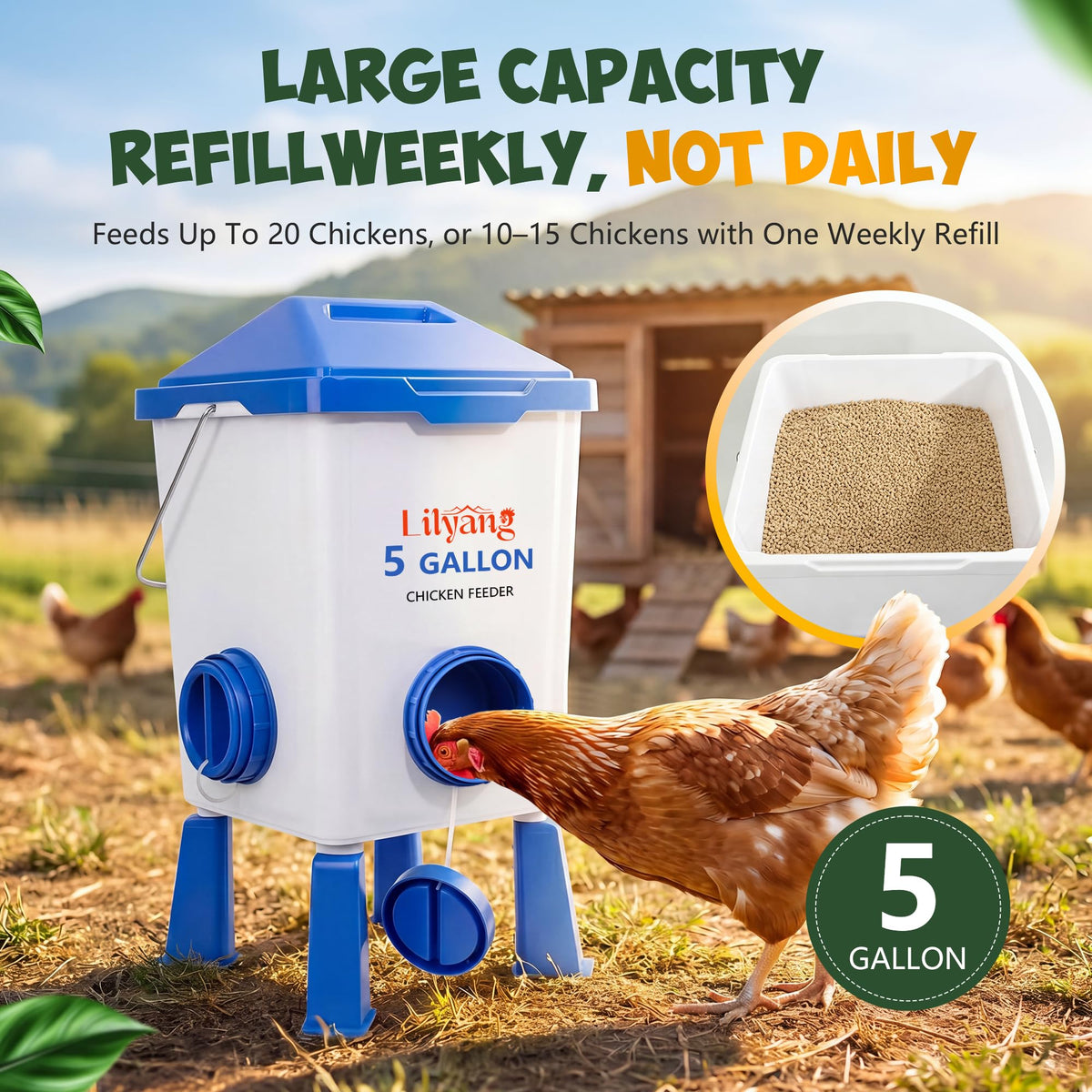 Chicken Feeder and Waterer Set 5 Gallon I94808