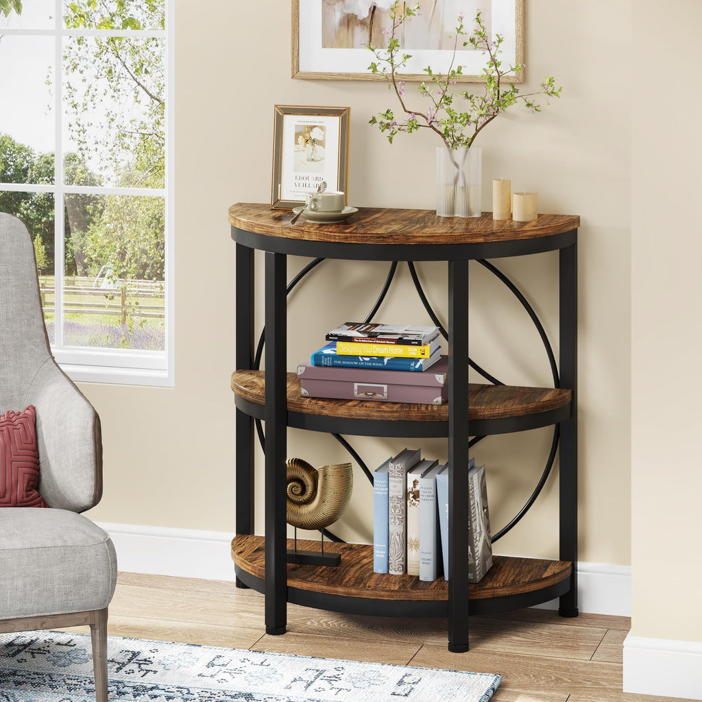 Half Round 3-Tier Metal End Table L174