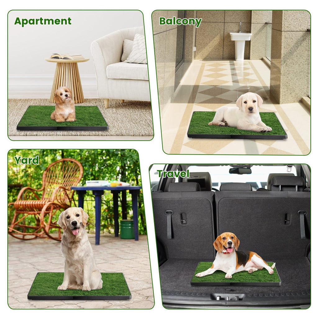 25 x 20 Inches Artificial Turf Dog Potty Grass Pad with Tray T56618