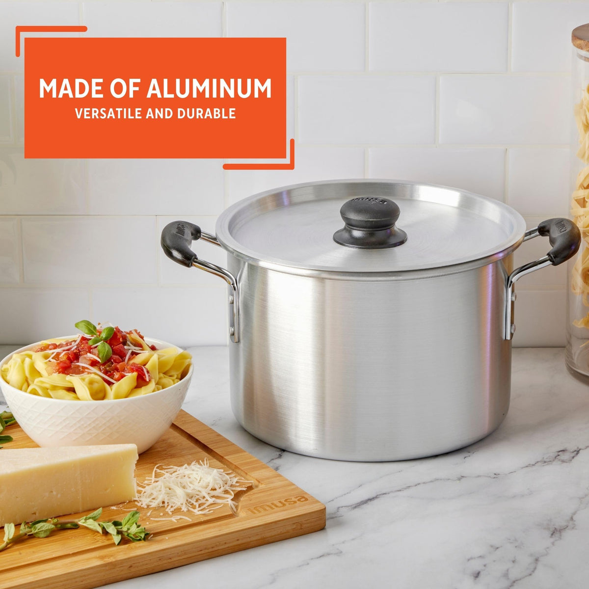 Silver 8 Quart Aluminum Stock Pot with Lid C5258