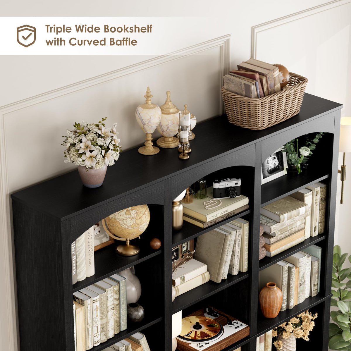 71" 6 Tier Black Bookshelf R530