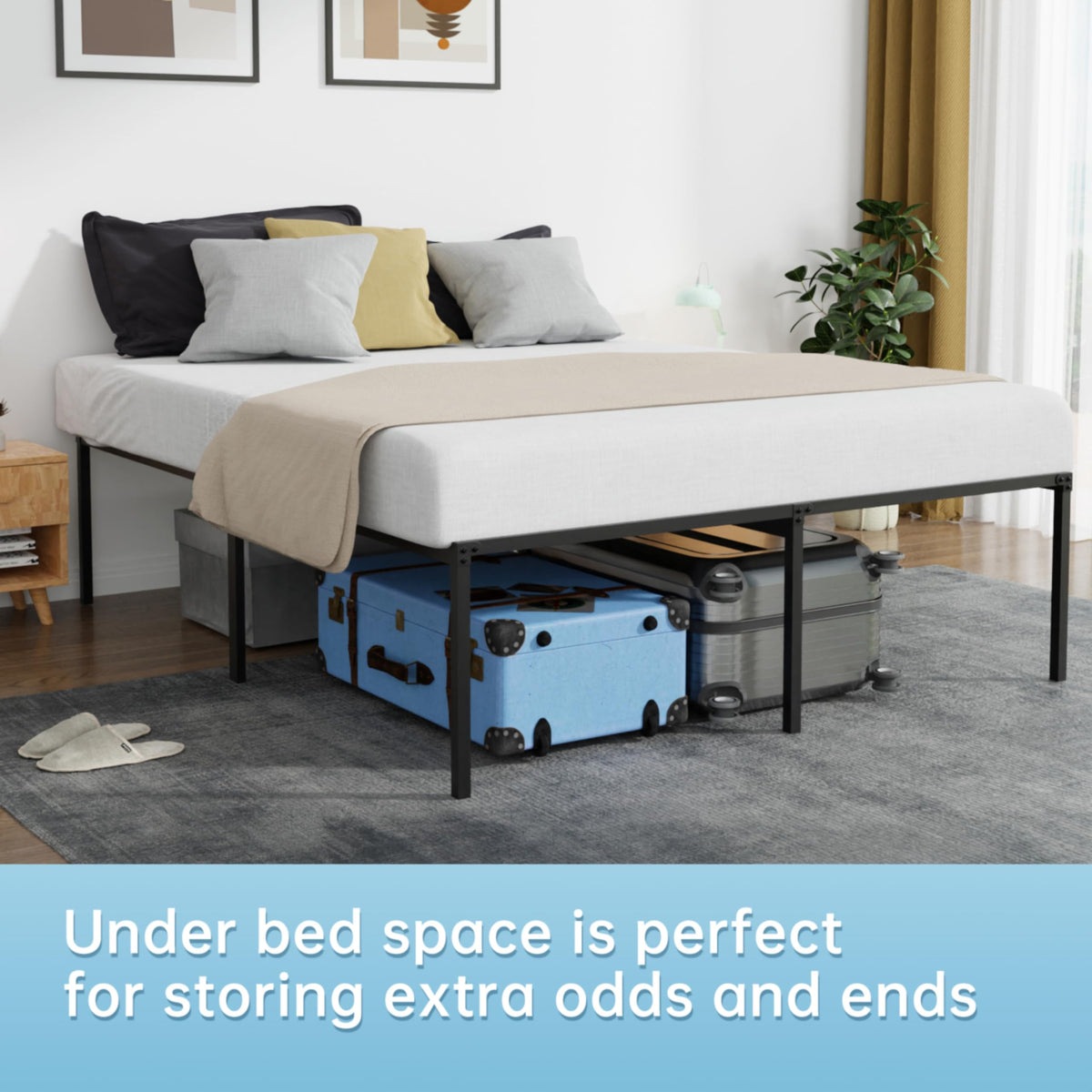 18 Inch Metal Full Bed Frame with Storage M565