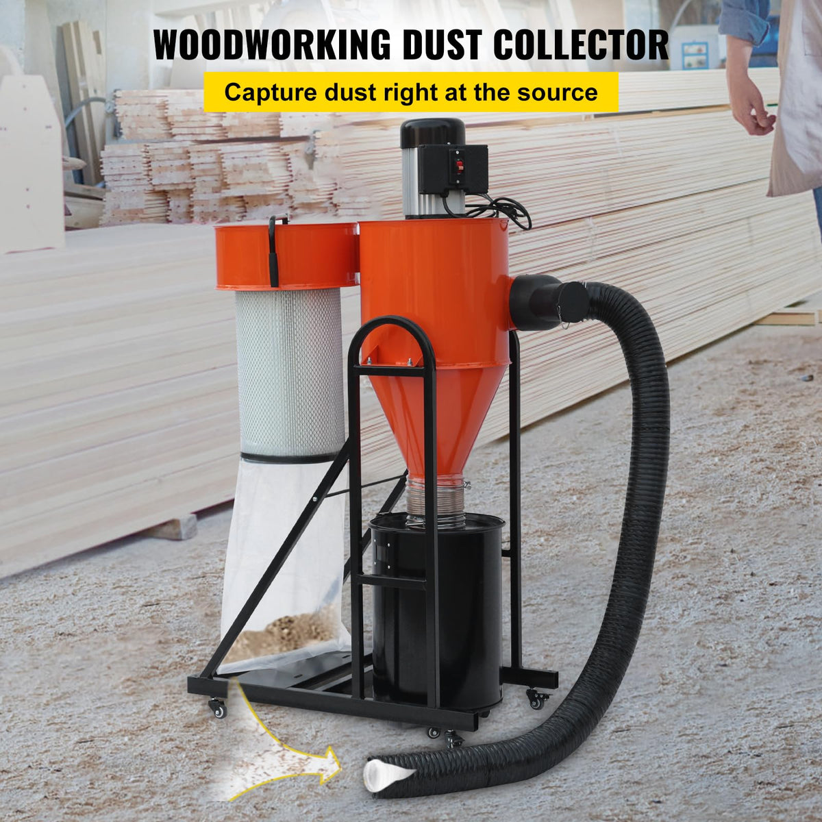 2 HP Portable Dust Collector with 39 Gallon Collection Bag Q911690
