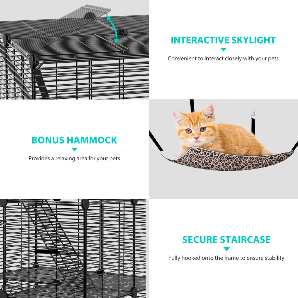 3-Tier Metal Wire Cat Cage with Hammock C32179