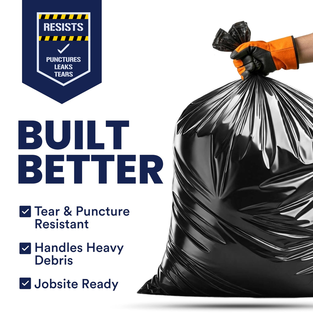 Black Heavy Duty 40-45 Gallon Trash Bags 3.0 Mil 50 Count B1285