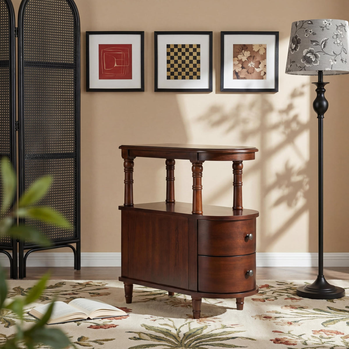 Solid Wood End Table with 2 Drawers G71205