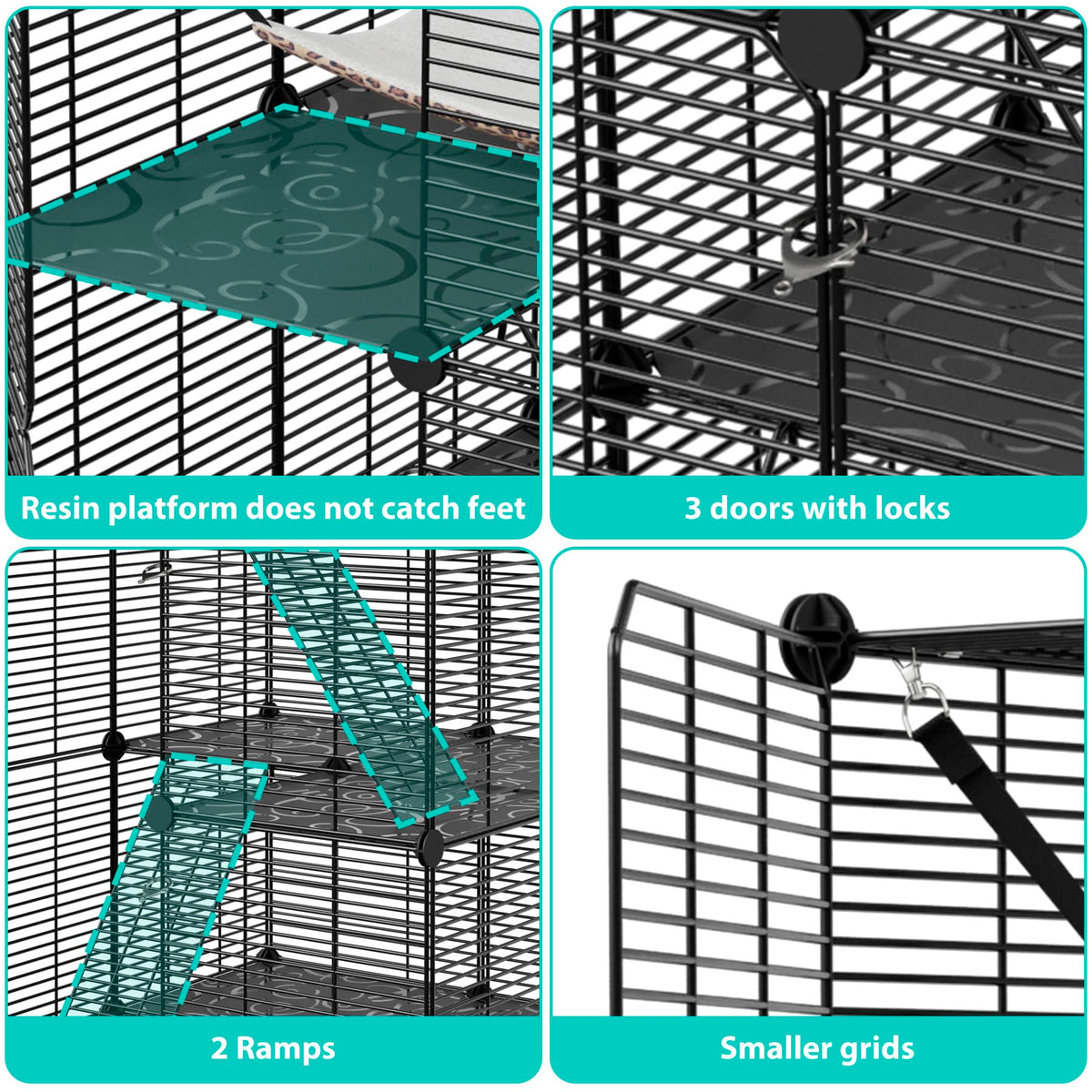 3-Tier Metal Wire Cat Cage with Hammock C32179