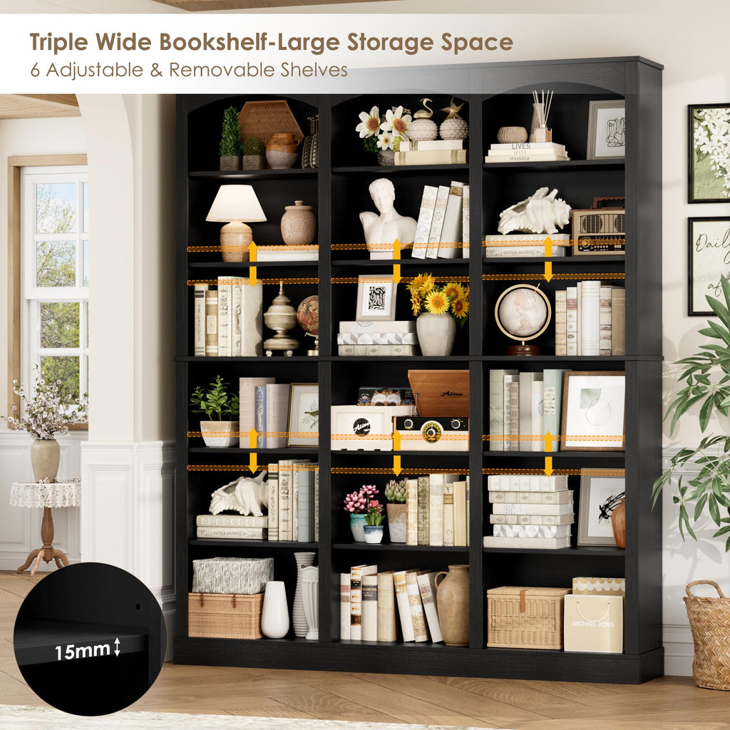 71" 6 Tier Black Bookshelf R530