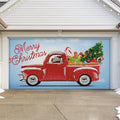Red Truck Christmas Tree Double Garage Door Banner F51961