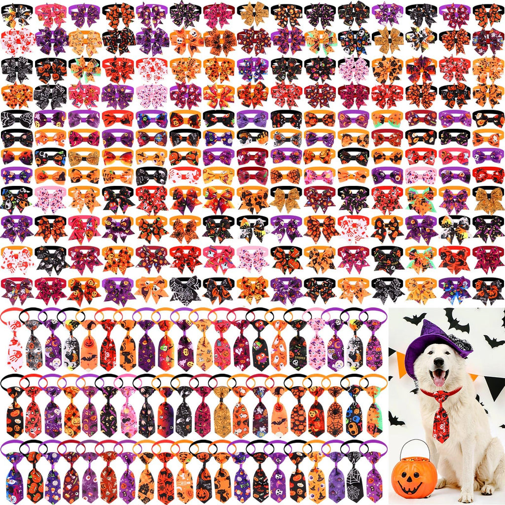 240 Pcs Halloween Dog Bows Tie Collars V2872