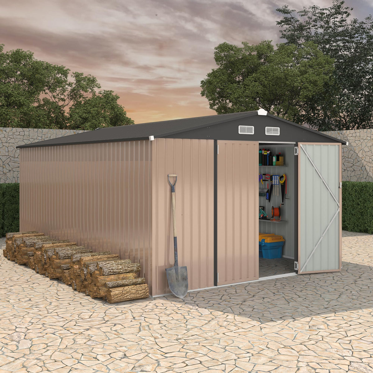 10x14 ft Metal Outdoor Storage Shed W227143