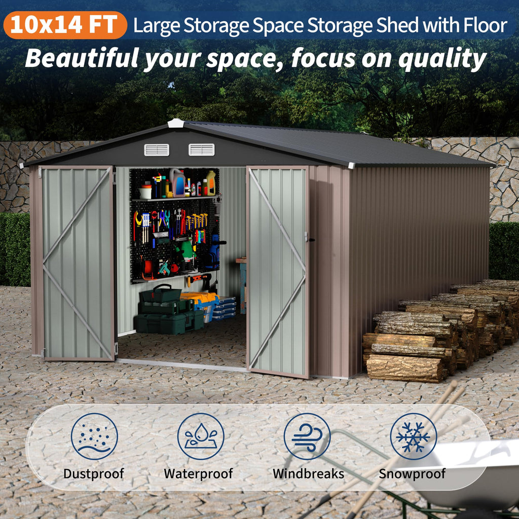 10x14 ft Metal Outdoor Storage Shed W227143
