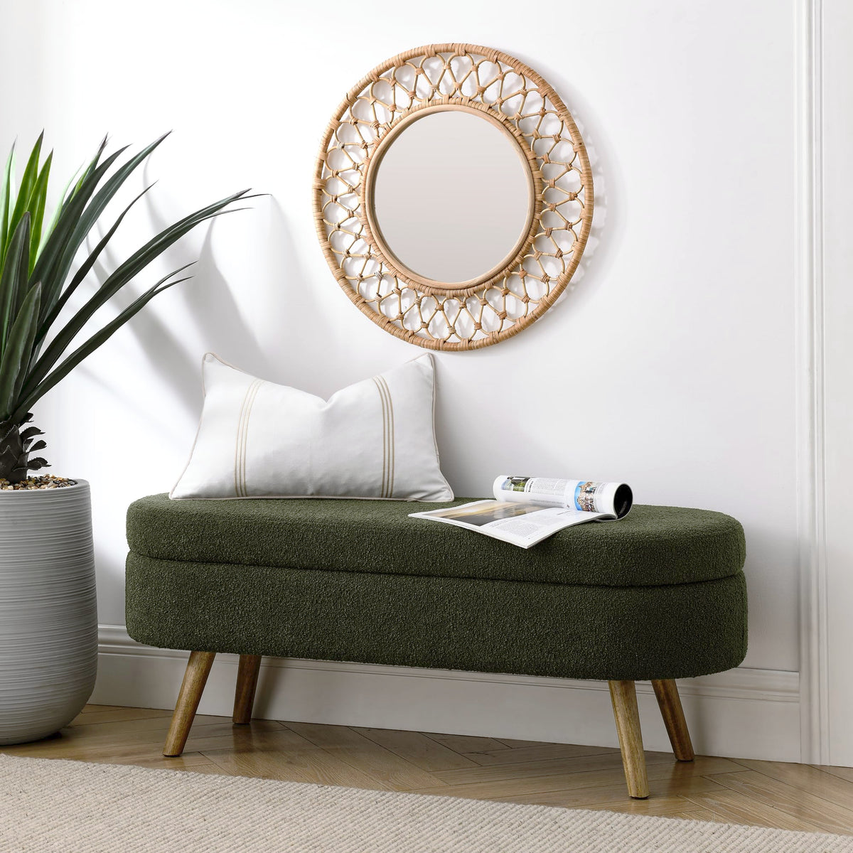 Oval Storage Bench with Rubber Wood Legs O743213