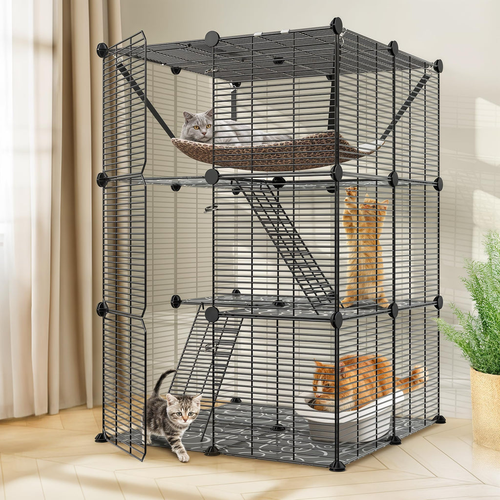 3-Tier Metal Wire Cat Cage with Hammock C32179