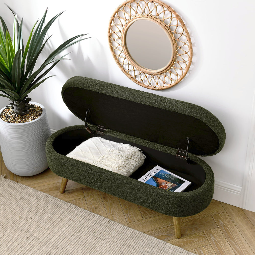 Oval Storage Bench with Rubber Wood Legs O743213