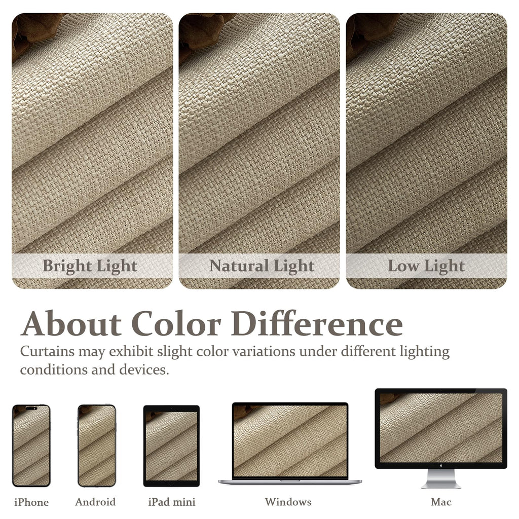 86 Inch Blackout Linen Blend Insulated Curtain 2 Panels Set L7393