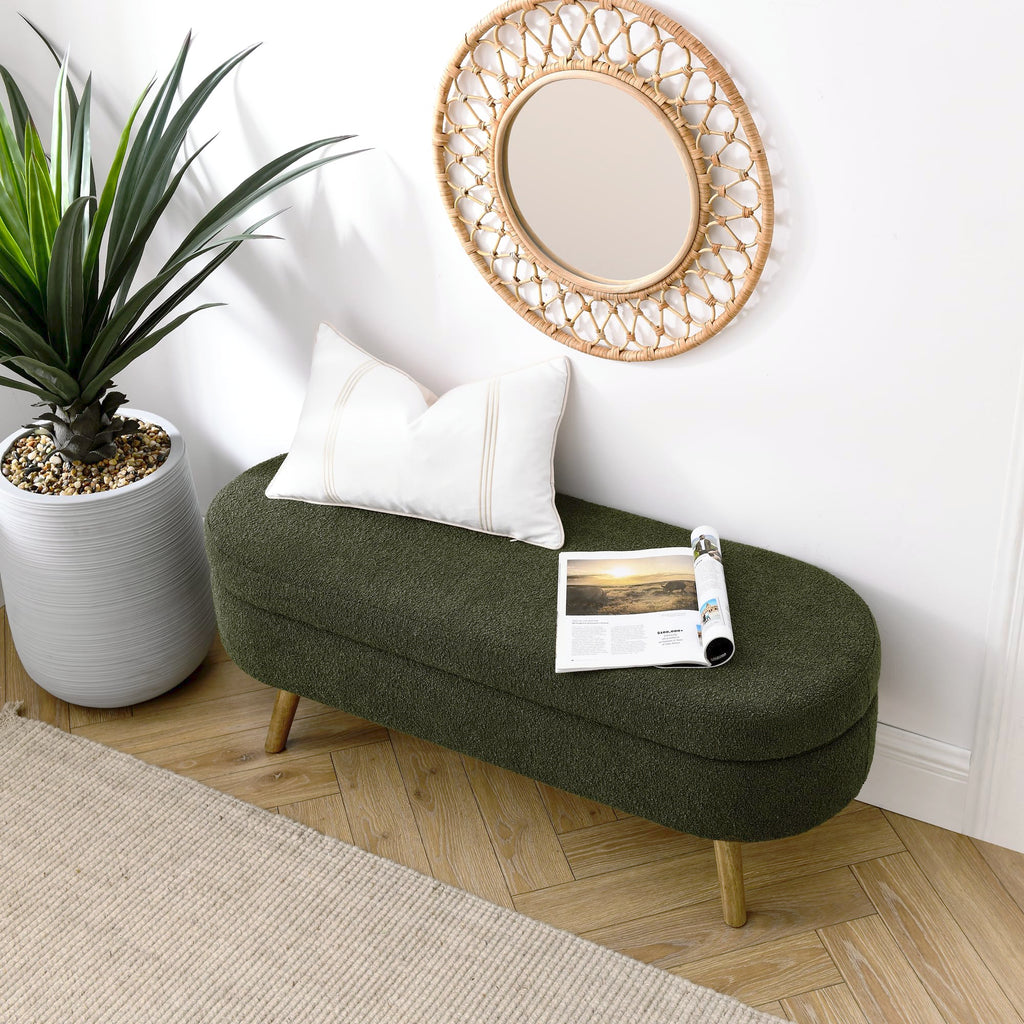 Oval Storage Bench with Rubber Wood Legs O743213