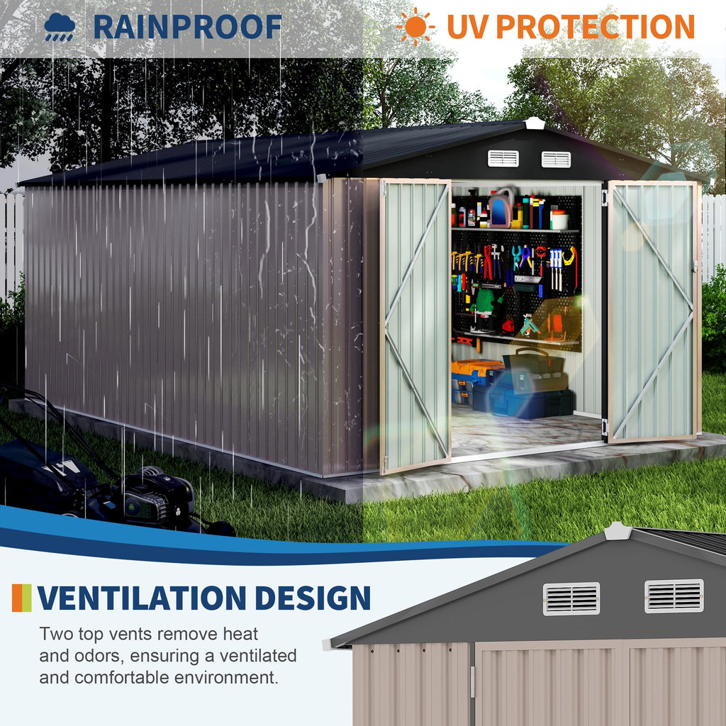 10x14 ft Metal Outdoor Storage Shed W227143