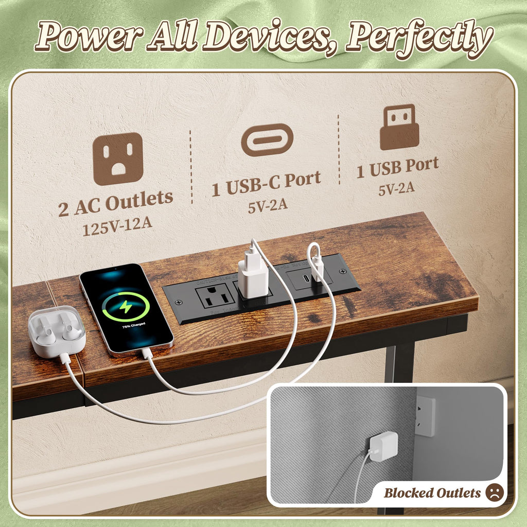 Extendable Behind Couch Table with Outlets H402877