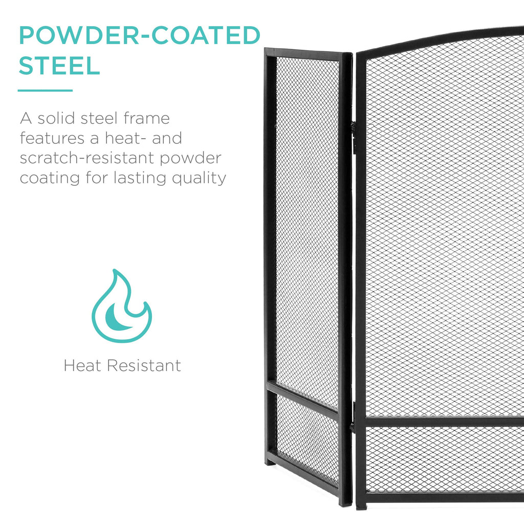 47.5x27.25in 3-Panel Steel Mesh Fireplace Screen Q6307