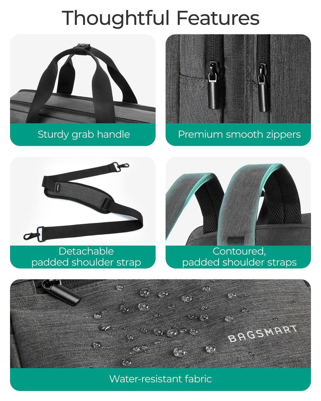 3 In 1 Laptop Bag 17.3 Inch Water-Repellent Black I59308