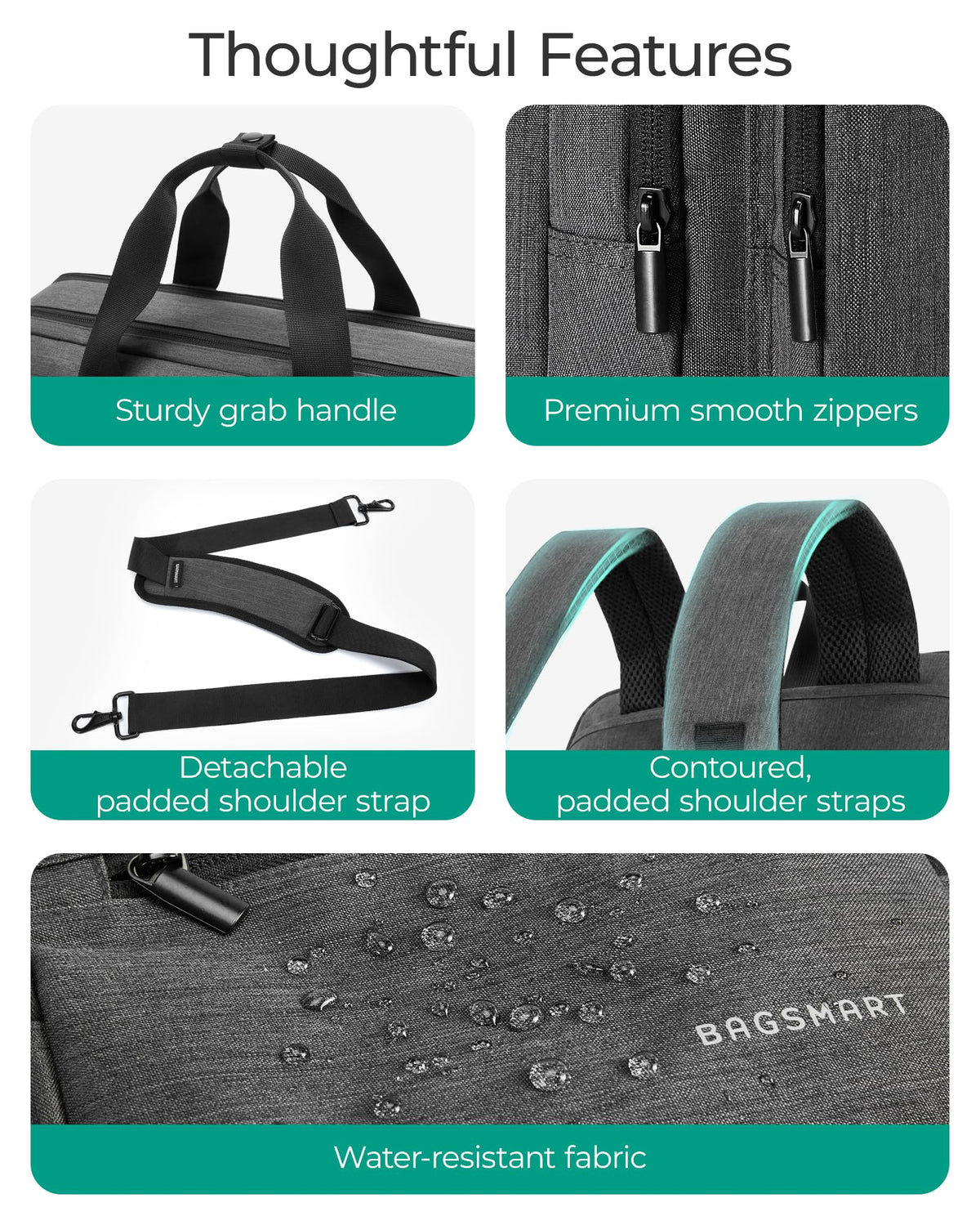 3 In 1 Laptop Bag 17.3 Inch Water-Repellent Black I59308