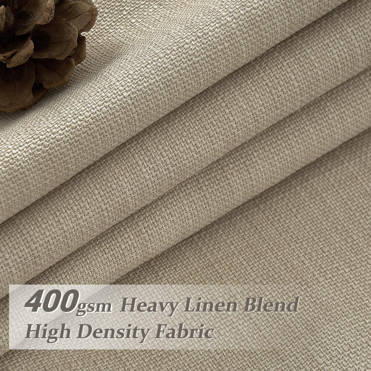86 Inch Blackout Linen Blend Insulated Curtain 2 Panels Set L7393