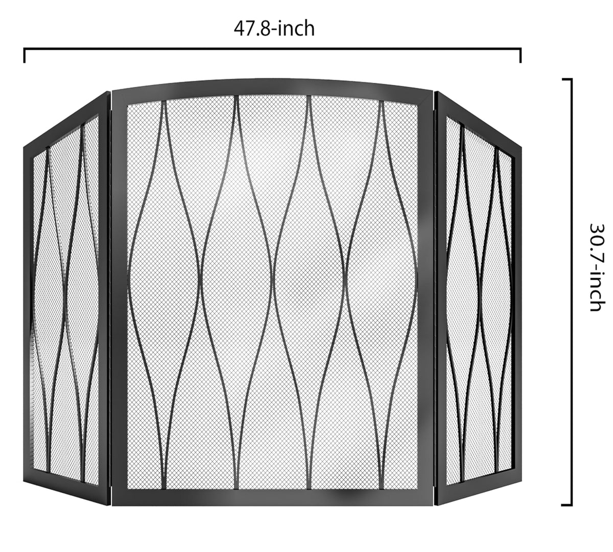 Childproof 3-Panel Wrought Iron Fireplace Screen O95703
