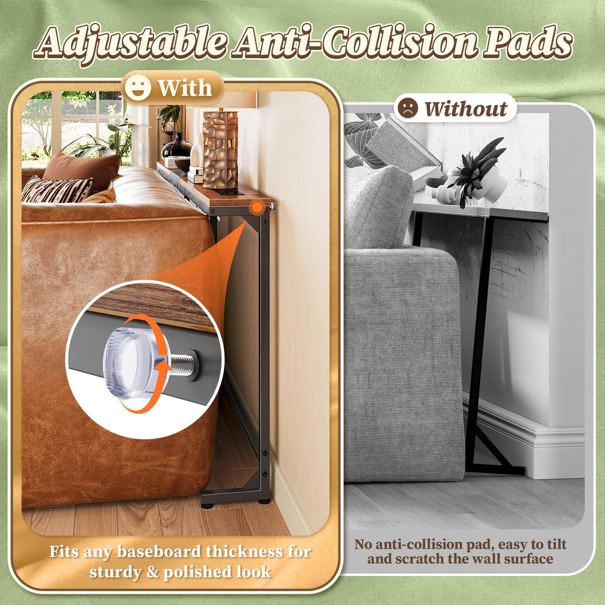 Extendable Behind Couch Table with Outlets H402877