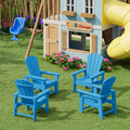 Kids Adirondack Chair Set of 4 Plastic Outdoor Pacific Blue R476936