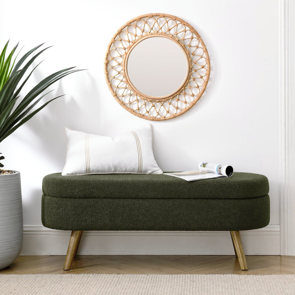 Oval Storage Bench with Rubber Wood Legs O743213