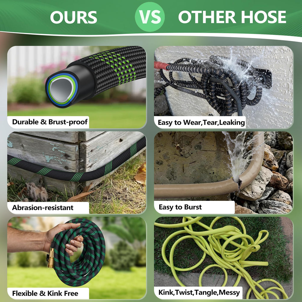 100 ft Lightweight Flexible Garden Hose with 10-Function Nozzle R63290